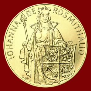 Johana z Rožmitála na zlaté minci s HP